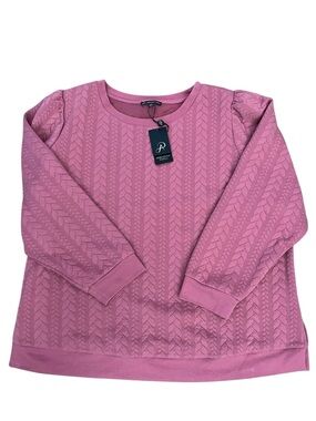 Adrianna Papell Pink Cable Knit Top 3X Crewneck Textured Sweater NWT